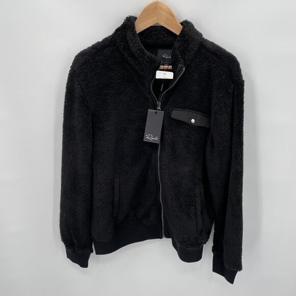 RAILS NWT Evereve Austin Black Sherpa Full Zip Teddy Jacket // M - Picture 5 of 11